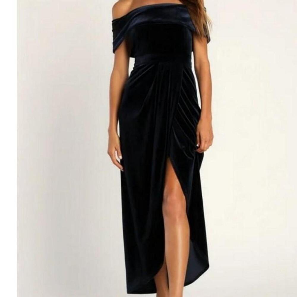 Lulus navy blue velvet maxi